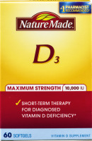 Nature Made D3 Maximum Strength 10,000 IU Softgels - 60 CT