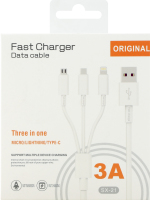 Кабель зарядний USB 3А Micro-USB/Lightning/Type-C