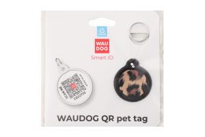 Адресник д/собак та котів Smart ID Леопард з QR паспортом метал коло d25мм WauDog