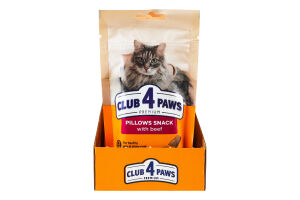 Корм дополнительный для взрослых котов с говядиной Подушечки Премиум Club 4 Paws д/п 60г