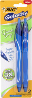 BiC Gel-ocity Quick Dry Gel Pens Blue Ink Medium Point - 2 CT