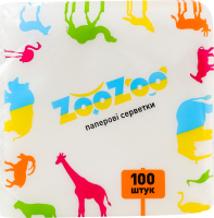 Салфетки столовые бумажные однослойные 24х23см ZooZoo 100шт