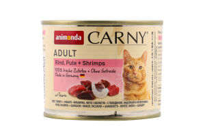 Корм д/котів з індичкою та креветками 200г ж/б Карні