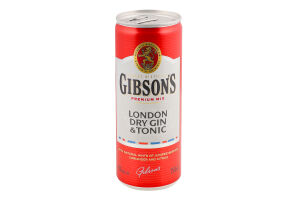 Напiй алкогольний Gin&Tonic 5% 250мл ж/б Gibson's