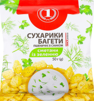 Сухарики пшеничные со вкусом сметаны с зеленью Багеты ТМ "1" м/у 50г