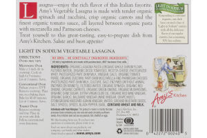 Amy's Vegetable Lasagna Light In Sodium