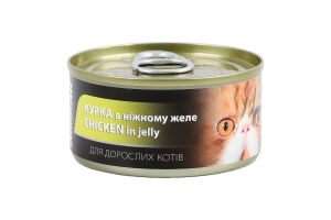 Корм вологий для дорослих котів Курка в ніжному желе AnimAll з/б 85г