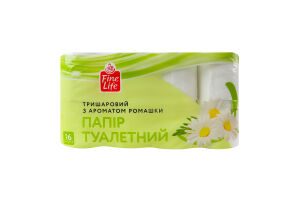 Папір туалетний 3-х шаровий з ароматом ромашки Fine Life 16шт