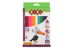Олівці кольорові Кідс Лайн 36шт Зібі