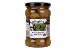Оливки зелені сорту Халкідікі з кісточкою в розсолі Greek Almito с/б 310г
