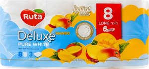 Бумага туалетная 3-х слойная 160 листов Mango Pure white Deluxe Ruta 8шт