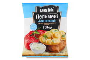 Пельмени с мясом свинины, говядины и курицы Сметанковые Laska м/у 800г