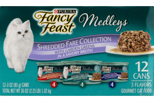 Purina Fancy Feast Medleys Shredded Fare Collection Gourmet Cat Food - 12 CT