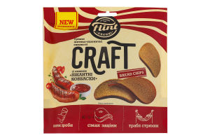 Гренки ржано-пшеничные волнистые Пикантные колбаски Craft Bread chips Flint д/п 80г