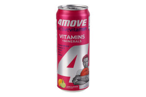 Напій безалкогольний газований зі смаком лимона та лайма Vitamins + Minerals Activevitamin 4Move з/б 330мл