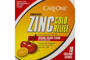 CareOne Zinc Cold Relief Lozenges Cherry Flavor - 18 CT