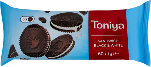 Печенье сахарное Sandwich Black&White Toniya м/у 60г