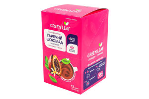 Суміш для напою з солодкою стевією Гарячий шоколад ванільний Green Leaf к/у 12х15г