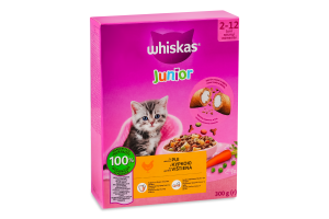 Корм сухой полнорационный для котят с курицей Junior Whiskas к/у 300г