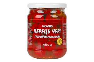 Перець гострий маринований пастеризований Чері Novus с/б 480г