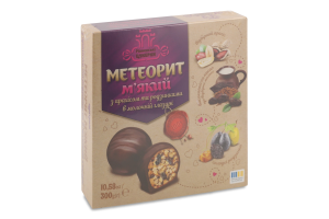 Цукерки Метеорит з арахісом та родзинками в молочній глазурі 300г Рівненські цукерки