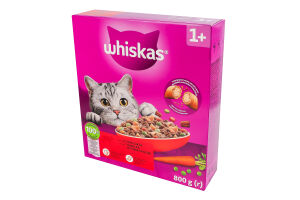 Корм сухий повнораціонний для дорослих котів з яловичиною Whiskas к/у 800г