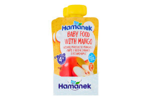 Пюре для детей от 4мес гомогенизированное стерилизованное из яблок и манго с витамином С Hamanek д/п 120г