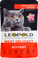 Корм консервований для дорослих котів М'ясний делікатес з кроликом Premium Leopold д/п 100г