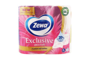 Папір туалетний 4-х шаровий Ultra Soft Exclusive Zewa 4шт