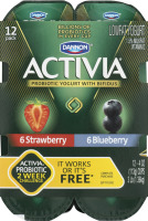Dannon Activia Lowfat Probiotic Yogurt with Bifidus Variety Pack - 12 PK