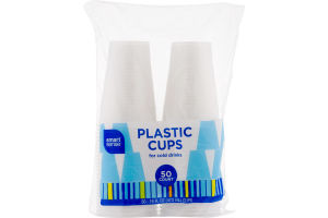 Smart Sense Plastic Cups For Cold Drinks - 50 CT