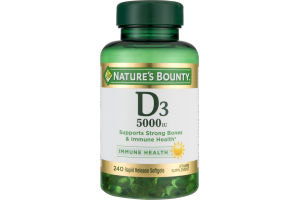 Nature's Bounty D3-5,000IU Vitamin Supplement Softgels - 240 CT