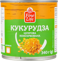 Кукурудза цукрова консервована стерилізована Fine Life з/б 340г