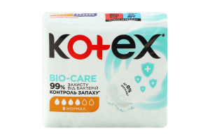 Прокладки гігієнічні з антибактеріальним шаром Нормал Bio-Care Kotex 8шт
