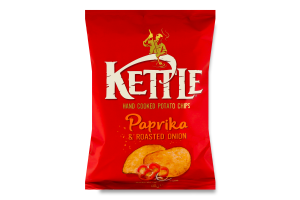 Чипси Kettle зі смаком паприки та смаженої цибулі