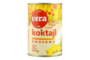 Коктейль фруктовий у сиропі Vera з/б 410г