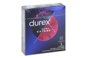 Презервативы латексные рельефные с анестетиком с силиконовой смазкой Dual extase Durex 3шт