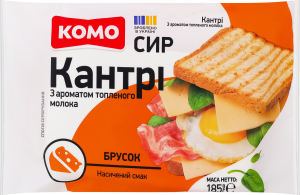 Сыр 50% полутвердый брусок Кантри с ароматом топленого молока Комо м/у 185г