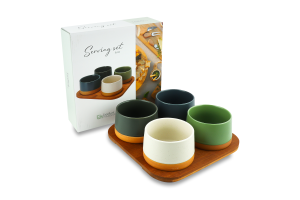 Набір менажниць кераміка 4шт на бамбуковій підставці Excellent Houseware