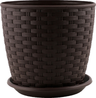 Горщик д/квітів Ротанг темно-коричневий з підставкою 16*15см арт114056 Алеана