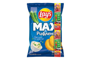 Чипси картопляні Сметана та цибуля Рифлені Max Lay's м/у 95г