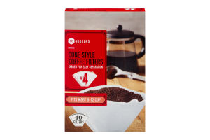 SE Grocers Cone Style Coffee Filters #4 - 40 CT