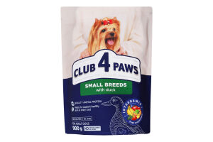 Корм сухий повнораціонний для дорослих собак малих порід З качкою Premium Club 4 Paws д/п 900г