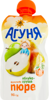 Пюре фруктовое для детей от 6мес гомогенизированное стерилизованное Яблоко-груша Агуня д/п 90г