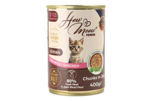 Корм д/кошенят з куркою 400г ж/б How Meow
