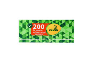 Серветки косметичні універсальні 2-х шарові 20х20см Green line Ecolo 200шт