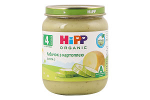 Пюре овощное для детей от 4мес Кабачок с картофелем Organic Hipp с/б 125г