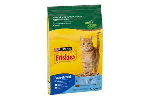 Корм сухой для взрослых котов с лососем и овощами Sterilized Friskies м/у 10кг
