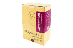 Сік прямого віджиму без додавання цукру пастеризований яблучно-аронієвий Фермерське господарство Валентина к/у 3л