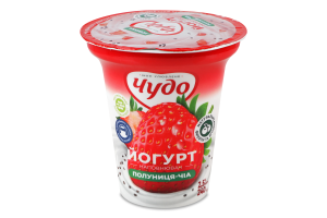 Йогурт 2.5% с наполнителем фруктовым Клубника-чиа Чудо ст 240г